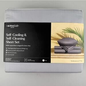 Miracle Made Luxe Sheet Set TWIN Silver GRAY Self-Cooling Self-Cleaning Sateen